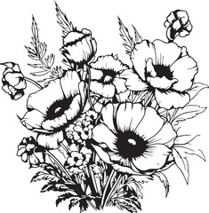beautiful flowers decorative sketch generative ai