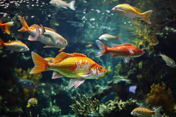 Naklejka premium Fish swimming in aquarium