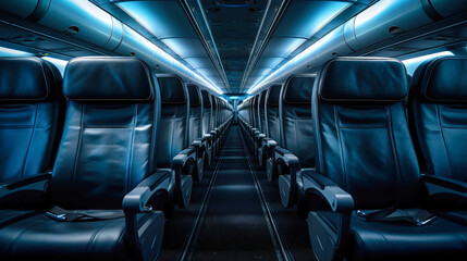 Fototapeta premium Skyward View, Clouds Overhead Inside an Airplane