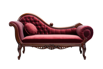 Mahogany and Silk Chaise Lounge Isolated On Transparent Background