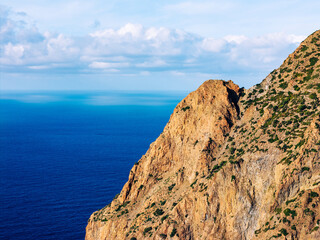 Fototapeta na wymiar Aerial View of Salina Island. Lipari Eolie Islands,Tyrrhenian Sea. Sicily, Italy.