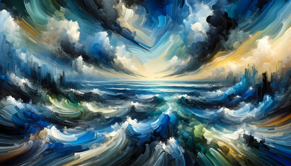 abstract fractal background painting of the sea