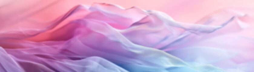 Obraz premium Abstract gradient background with waves in pastel colors. Winter, spring theme. Peaceful, versatile backdrop for any creative project or design. Pink, blue, soft hues. Panoramic banner.