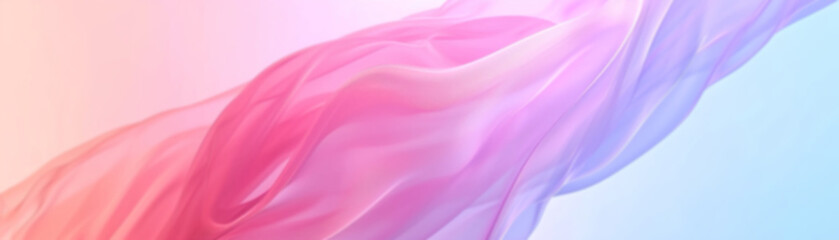 Abstract gradient background with waves in pastel colors. Winter, spring theme. Peaceful, versatile backdrop for any creative project or design. Pink, blue, soft hues. Panoramic banner.