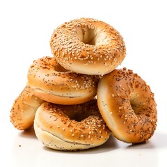 Close up of a bagels on white background. With clipping path.