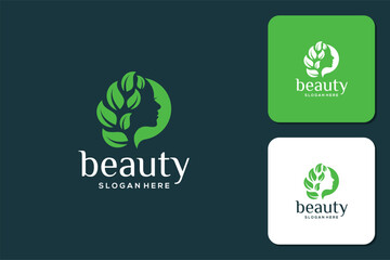 Natural beauty salon and hair treatment luxury logo in gold color