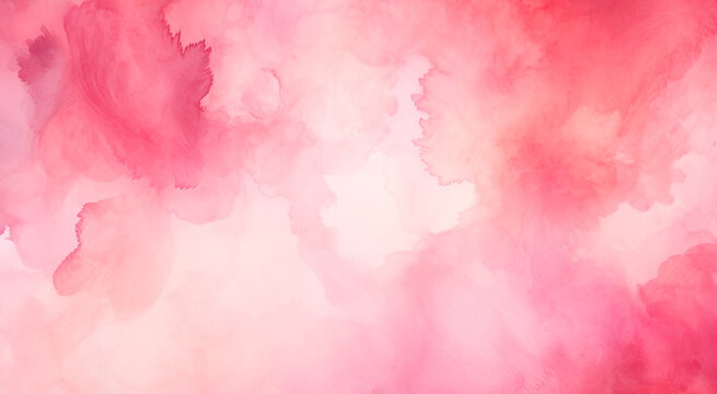 Pink red rectangular watercolor background. Valentine's day concept banner. For greeting card