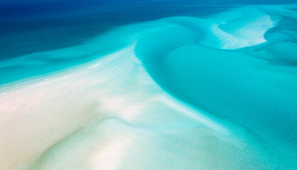 Abstract aerial photo of sand and water patterns at Hill Inlet, Whitsunday Island