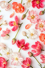 Soft-hued spring floral composition with a playful and repeating motif.