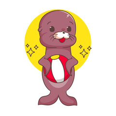 Cute Sea lion cartoon vector. Adorable animal character concept design. Mascot illustration isolated white background