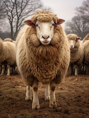 Fototapeta premium Rambouillet Sheep: Majestic Wool Drifters of the Pasture