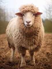 Rambouillet Sheep in Pastoral Bliss: A Captivating Capture of Woolly Farm Animals - obrazy, fototapety, plakaty