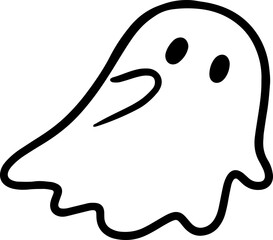 summer cute hooded ghost coloring simple lines illustration