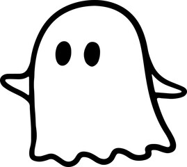 summer cute hooded ghost coloring simple lines illustration