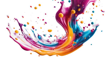 Abstract circle liquid motion flow explosion Curved wave colorful pattern with paint drops on white background