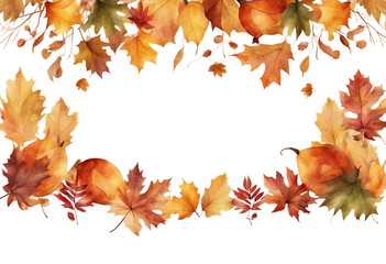 Naklejka na ściany i meble Watercolor set vector illustration of autumn theme frame isolate on white background