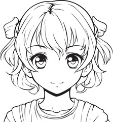 cute cartoon anime girl coloring page illustration generative ai
