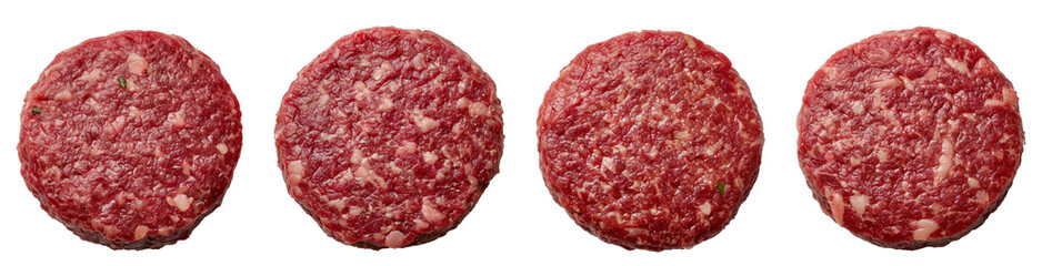 Raw fresh beef burger meat isolated on white background