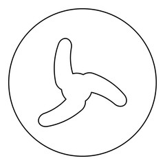 Screw of ship propeller fan turbine three-bladed icon in circle round black color vector illustration image outline contour line thin style