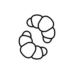 Croissant outline icons, minimalist vector illustration ,simple transparent graphic element .Isolated on white background