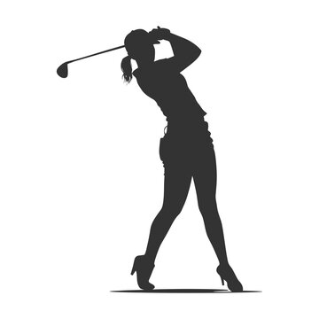 Female Golf Player silhouette. Vector illustration