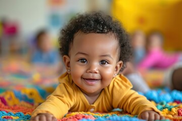 African American toddlers attend a multicultural daycare. Generative Ai. - obrazy, fototapety, plakaty