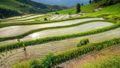 Fototapeta na wymiar Rice fields on terraced