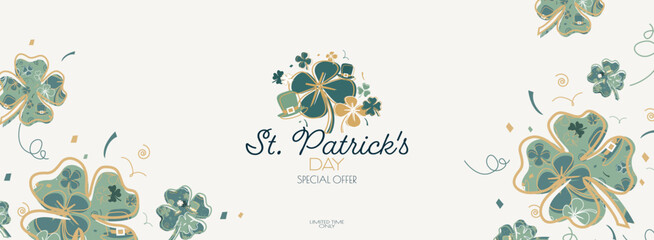 St. Patricks Day sale banner. Special offer. Modern design.
