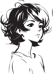 young anime manga coloring page illustration generative ai