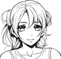 Fototapeta premium young anime manga coloring page illustration generative ai