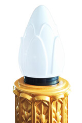 White lotus bud shaped bollard lamp for decorating outdoor areas such as lawns, gardens, temples,...
