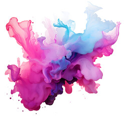 Watercolor pink purple splash or splatter isolated on white