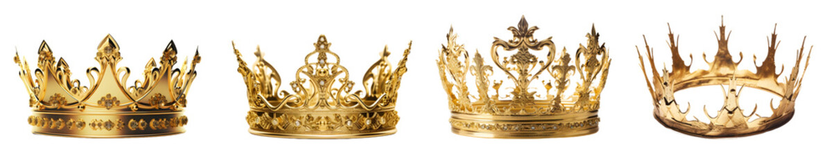 Fototapeta na wymiar golden crown isolated on a transparent PNG background, white background, Generative Ai