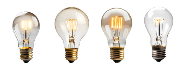bulb isolated on a transparent PNG background, white background, Generative Ai