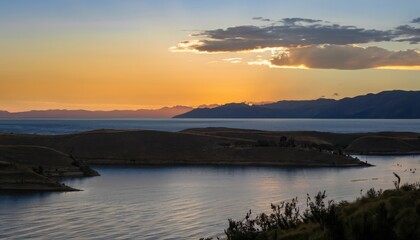 Fototapeta na wymiar View on Lake Titicaca landscape