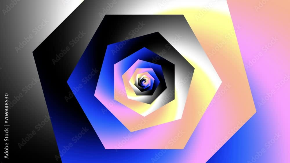 Poster Abstract fractal spiral. Seamless looping footage 4k. Abstract loop background