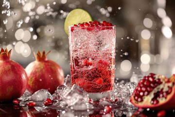 A non-alcoholic cocktail featuring the luscious embrace of pomegranate juice