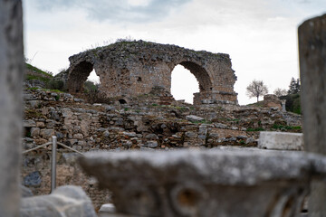 Historical ruins in the Ancient City of Ephesus.