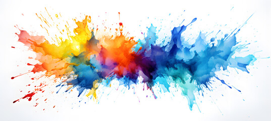 Fototapeta premium Abstract multicolor rainbow painting illustration. Watercolor splashes isolated on white background