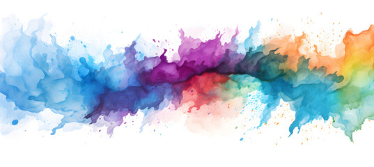 Abstract multicolor rainbow painting illustration. Watercolor splashes isolated on white background
