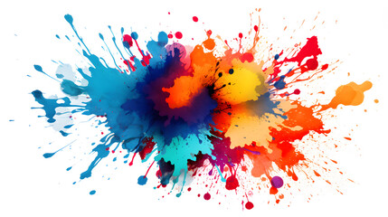 Abstract multicolor rainbow painti splash illustration. Watercolor splashes isolated on white background