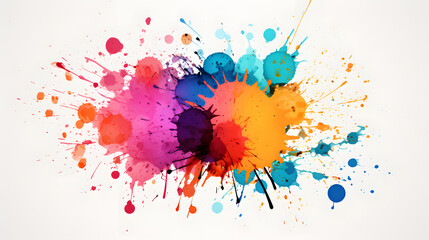 Abstract multicolor rainbow painti splash illustration. Watercolor splashes isolated on white background