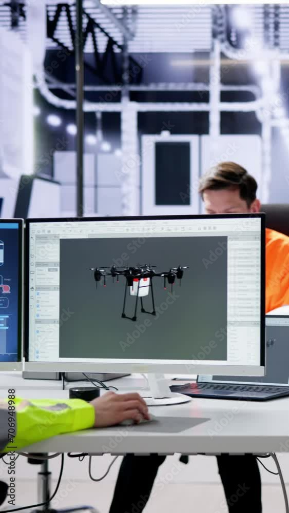 Poster Engineer Doing 3D CAD Model Design On Computer