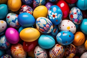 Fototapeta na wymiar Easter decoration: Abundance of Colorful Festive Eggs. Generative ai