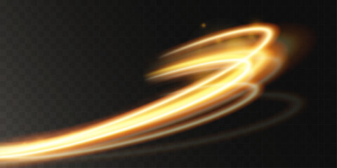 Light gold effect of shiny lines.Gold color glowing design element.Wavy bright stripes.	
