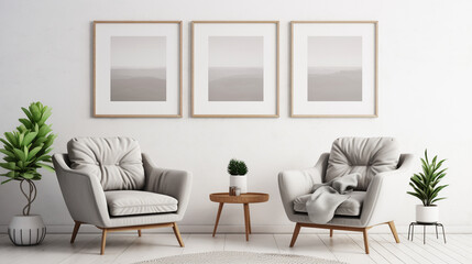 Simplicity in Style: Scandinavian-Inspired Living Room with Armchairs and Poster