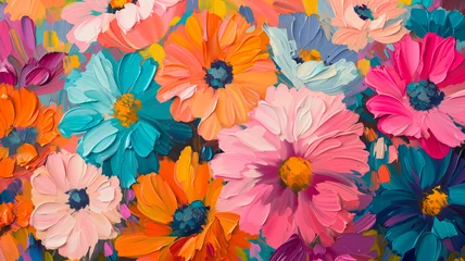 Fototapeten colorful flowers painting background. © เอกสิทธิ์ นูนทะธรรม