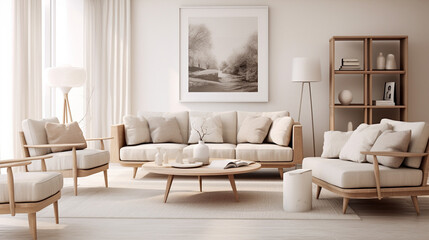 Simplicity in Design: White Sofa and Armchairs for a Scandinavian Touch in the Living Room