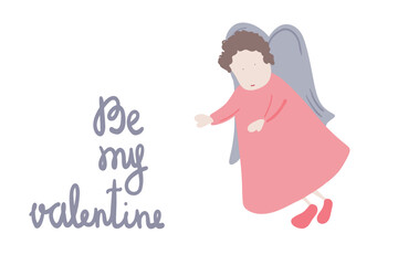 Cupid Valentines day card flat design
