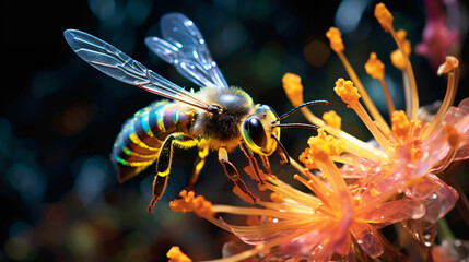 Bee landing on amazing organic flower